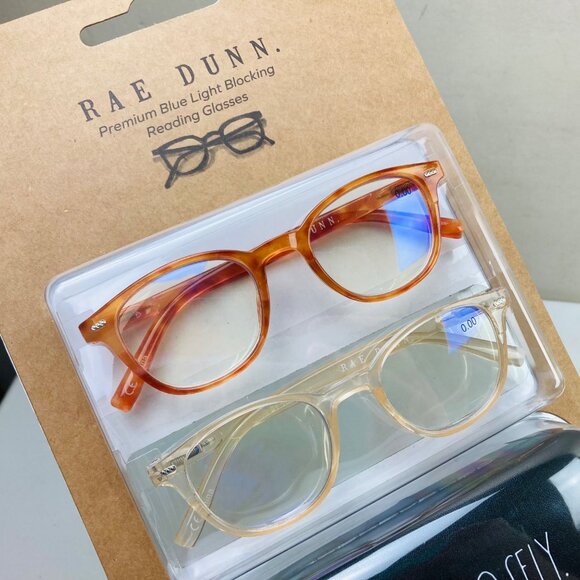 Rae Dunn Blue Light Blocking Reading Glasses 2-Pack w/ Case 0.00 Strength - Picture 2 of 4